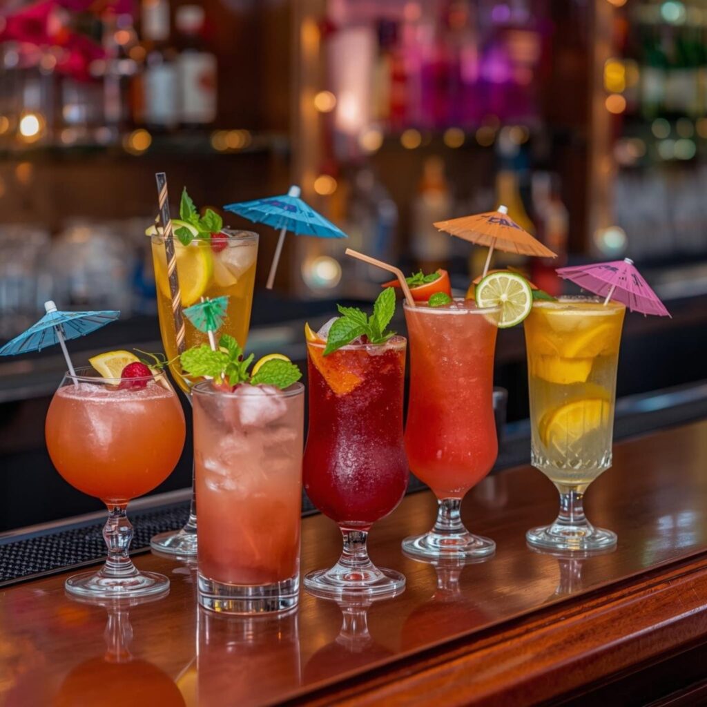 Professional mixologist creating signature cocktails for a UK celebration